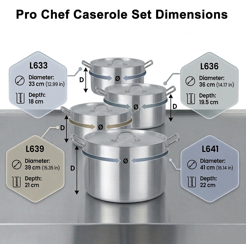 LENAK Pro Chef Aluminum Casserole Set