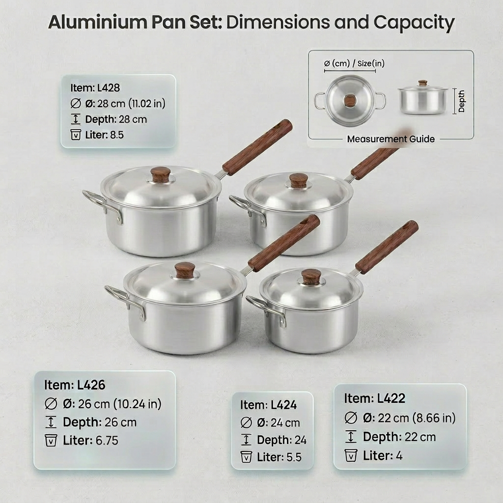 LENAK 4-Piece Aluminium Saucepan Set