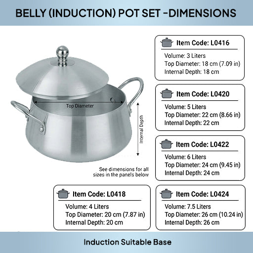 LENAK Belly Induction Casserole Pot Set