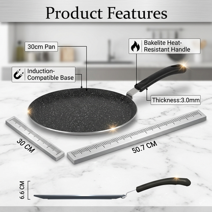 LENAK 30cm Non-Stick Granite Tawa Pan