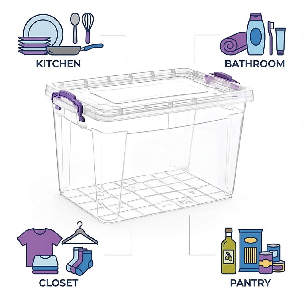 Clear Storage Box with Lock Lid