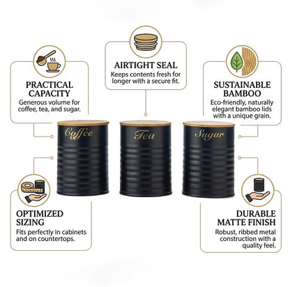 3pc Airtight Kitchen Canister Set
