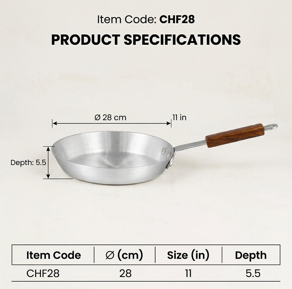 Aluminum Frying Pan Wood Handle