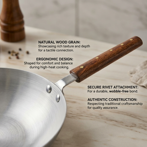 LENAK Induction Fry Pan Wood Handle