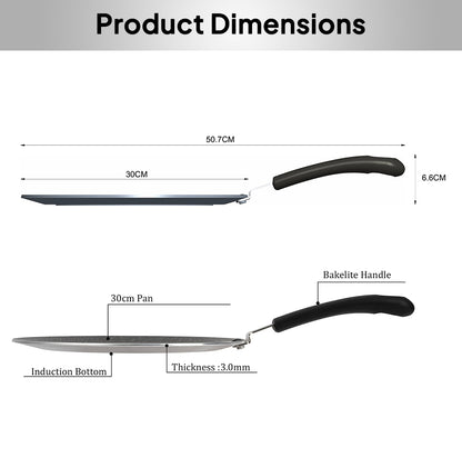 LENAK 30cm Non-Stick Granite Tawa Pan