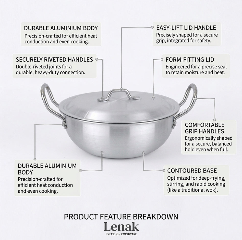 LENAK Aluminum 5pc Induction Wok Set