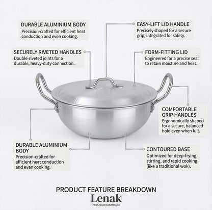 LENAK Aluminum 5pc Induction Wok Set