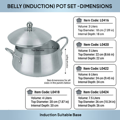 LENAK Belly Induction Casserole Pot Set