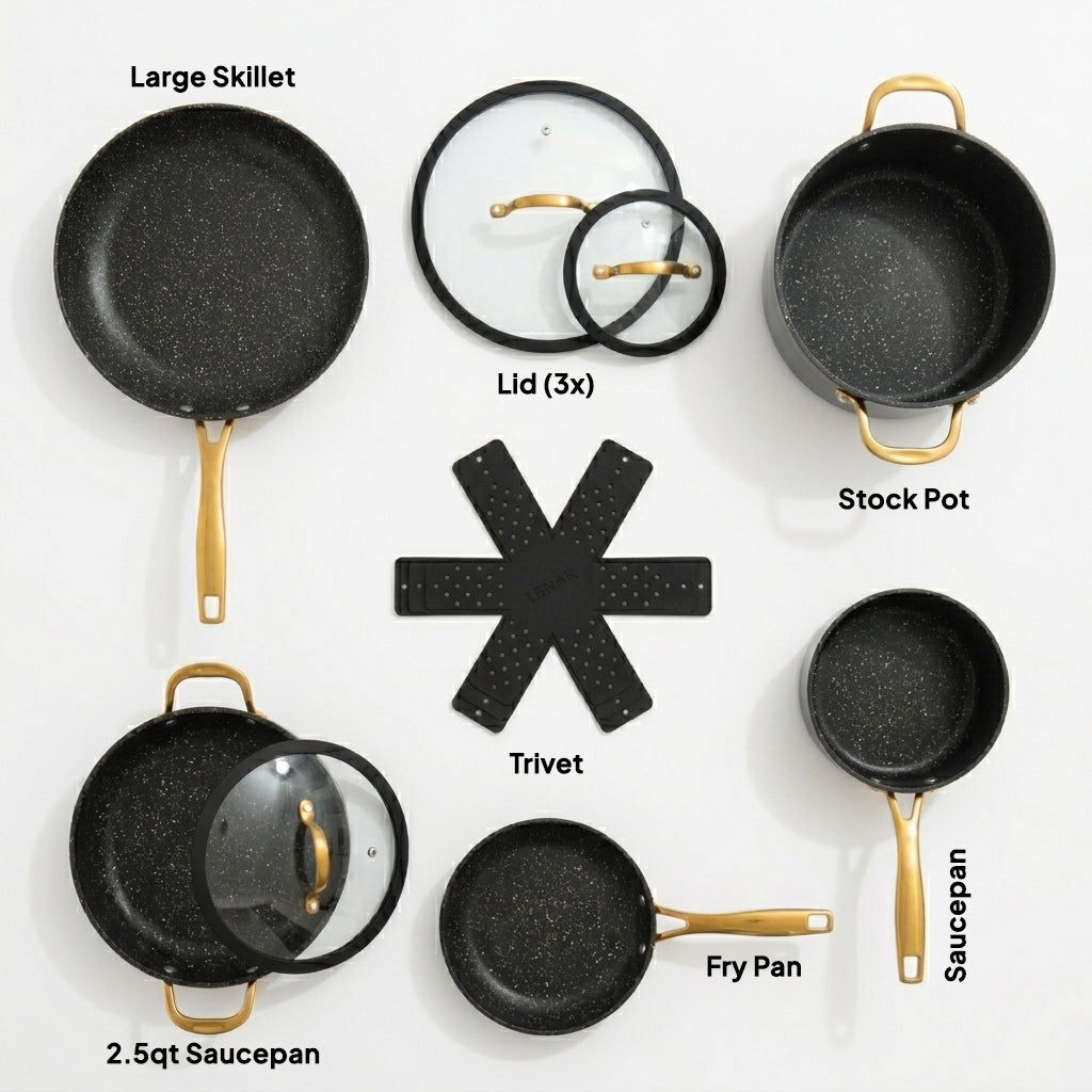 LENAK 9pc Non-stick Induction Cookware Set