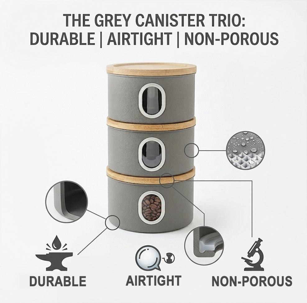 LENAK Airtight Canister Set Grey