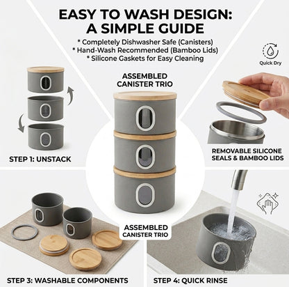 LENAK Airtight Canister Set Grey