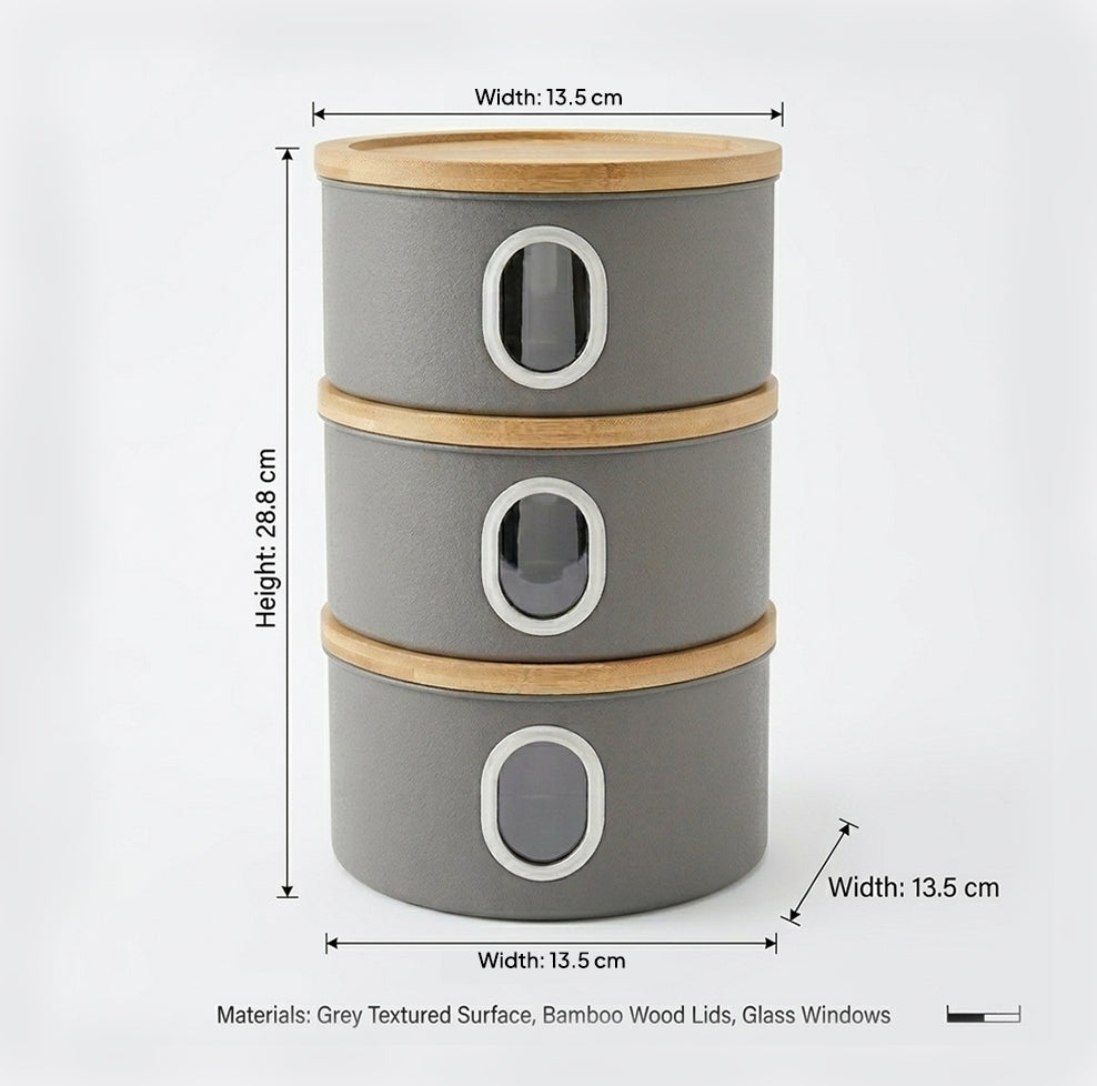 LENAK Airtight Canister Set Grey