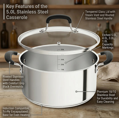 LENAK 5L Induction Stock Pot Lid