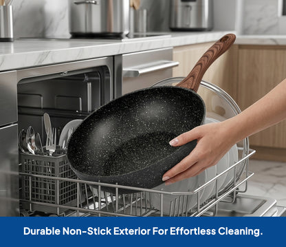 LENAK Non-Stick Wok Pan With Lid