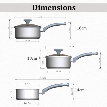 LENAK 3-Piece Stainless Steel Saucepan Set